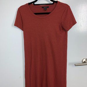 Rust Ribbed T-Shirt Dress